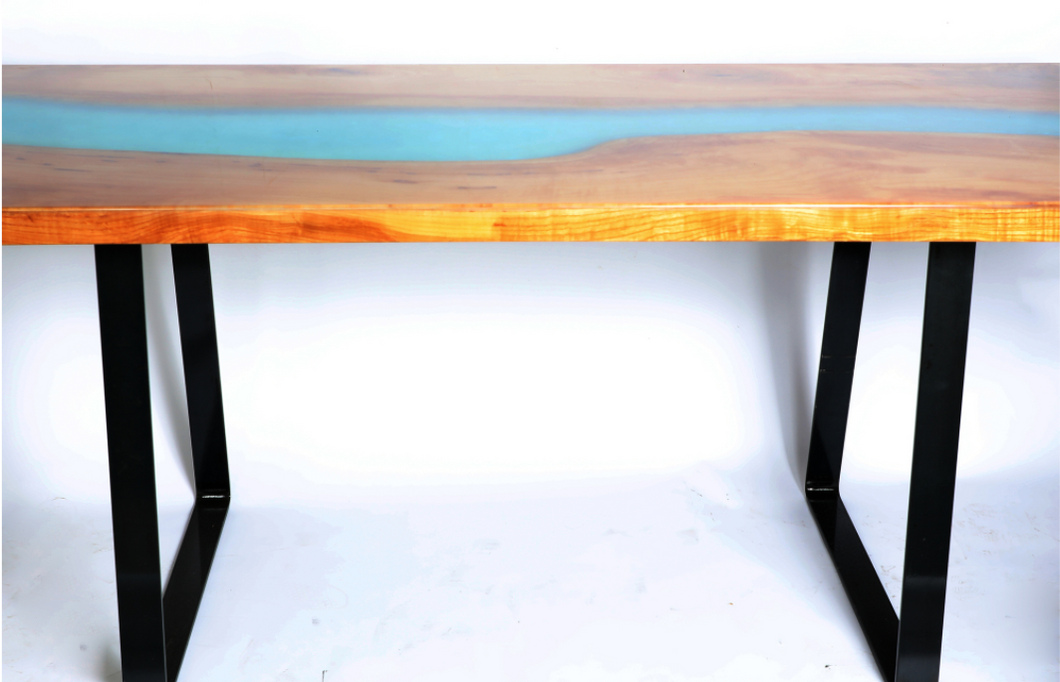 Handmade White Ash Wood River Dining Table: Model #WA001-32